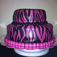Tiered Zebra cake, hot pink and black. 