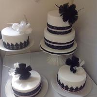 Black and white feather dessert table 