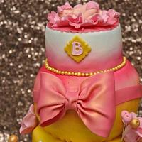 Pink cake for a newborn baby girl