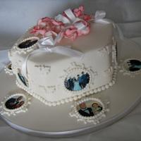 Hexagonal Edible Image & Orchid Wedding Cake