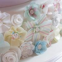 Wafer paper wedding cake and cupcakes
