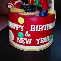 New year and birthday themed cake