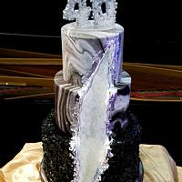 Obsidian & Diamond Geode Cake 