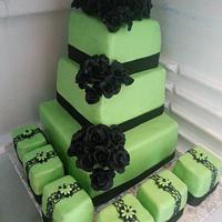 wedding cake and small cakes