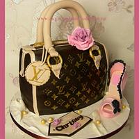 Louis Vuitton Handbag & stiletto cake in shades of pink & …