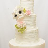 Rustic Buttercream Cake with Sugar Flowers 