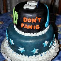 Hitchhiker's Guide to the Galaxy Themed Cake