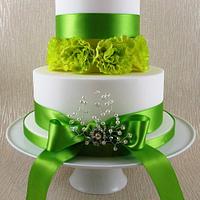 Simple Green and White Wedding Cake