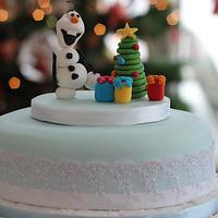 'Frozen' Christmas Cake with keepsake topper