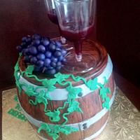 Wine barrel with grapes