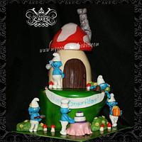Smurfs themed birthday cake