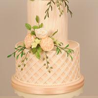 Peach and Ivory wedding cake