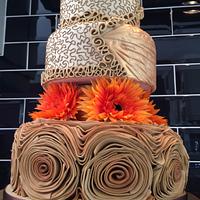 Coffee /orange wedding cake