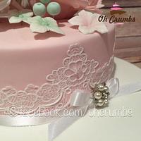 Pink floral cake lace cake