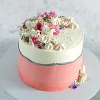 Natural and Edible Flowers Fault Line Cake