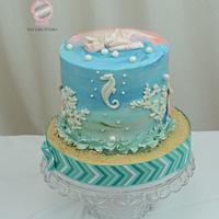 Beach Themed Cake with Two Sides