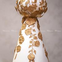 Golden Bride Dress Cake