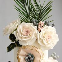 Christmas Floral Wedding Cake