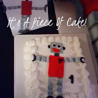 Robot Cake, took up my entire table, buttercream icing