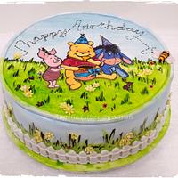 Hand Painted Winnie the Pooh birthday cake