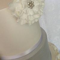 Ruffled White & Silver 3 Tier Wedding Cake