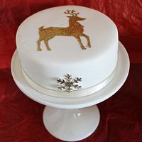 Classic white and gold Christmas cakes