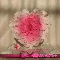 Standing rose heart cake