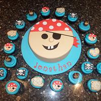 Pirate Birthday Cake and Cupcakes