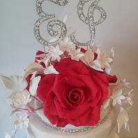 Wedding cake in white and red 
