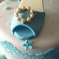 Teal Blue Shoe Lace cake