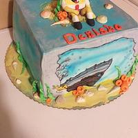 spongebob cake with hand painting