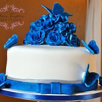 Blue Orchid Wedding Cupcake Tower