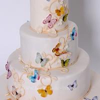 Christening cake with butterflies