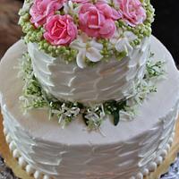Buttercream flowers 2-tier birthday cake