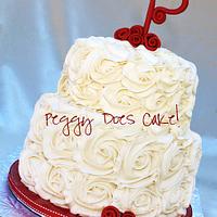 Swirly Rose Wedding Cake