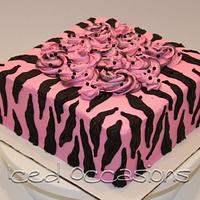 Pink Zebra Stripe Birthday cake