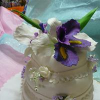 mothers day sugar flowers on 3 teir chocolate cake