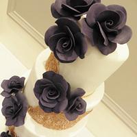 Gold and Purple 5 Tiered Wedding cake