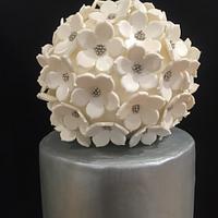 Ball Wedding Cake with Flowers.