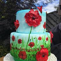 My hand painted and 3D poppy cake