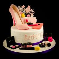 Shoe and makeup cake