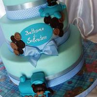 Christening cake with teddy bears