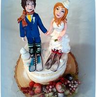 svatební lyžařský naked cake