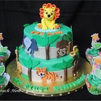 Safari theme First birthday cake