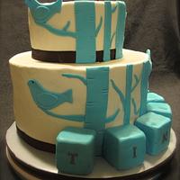 Blue Bird Baptismal Cake