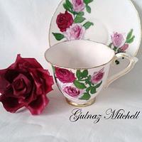 Free Hand Painted Cup and Saucer Topper