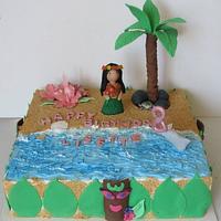 Hawaiian Themed Cake for an 8 yr Old.