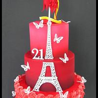 Paris Scarlet Ombre Cake 