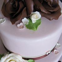 Wedding Cake With Sugar Flowers and Roses