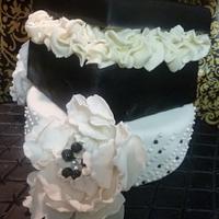 Gift box inspired Black and white 21st birthday cake